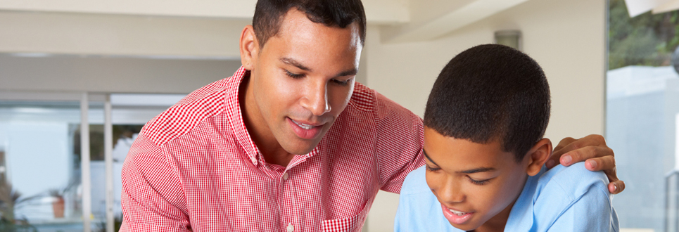 Father working with child 